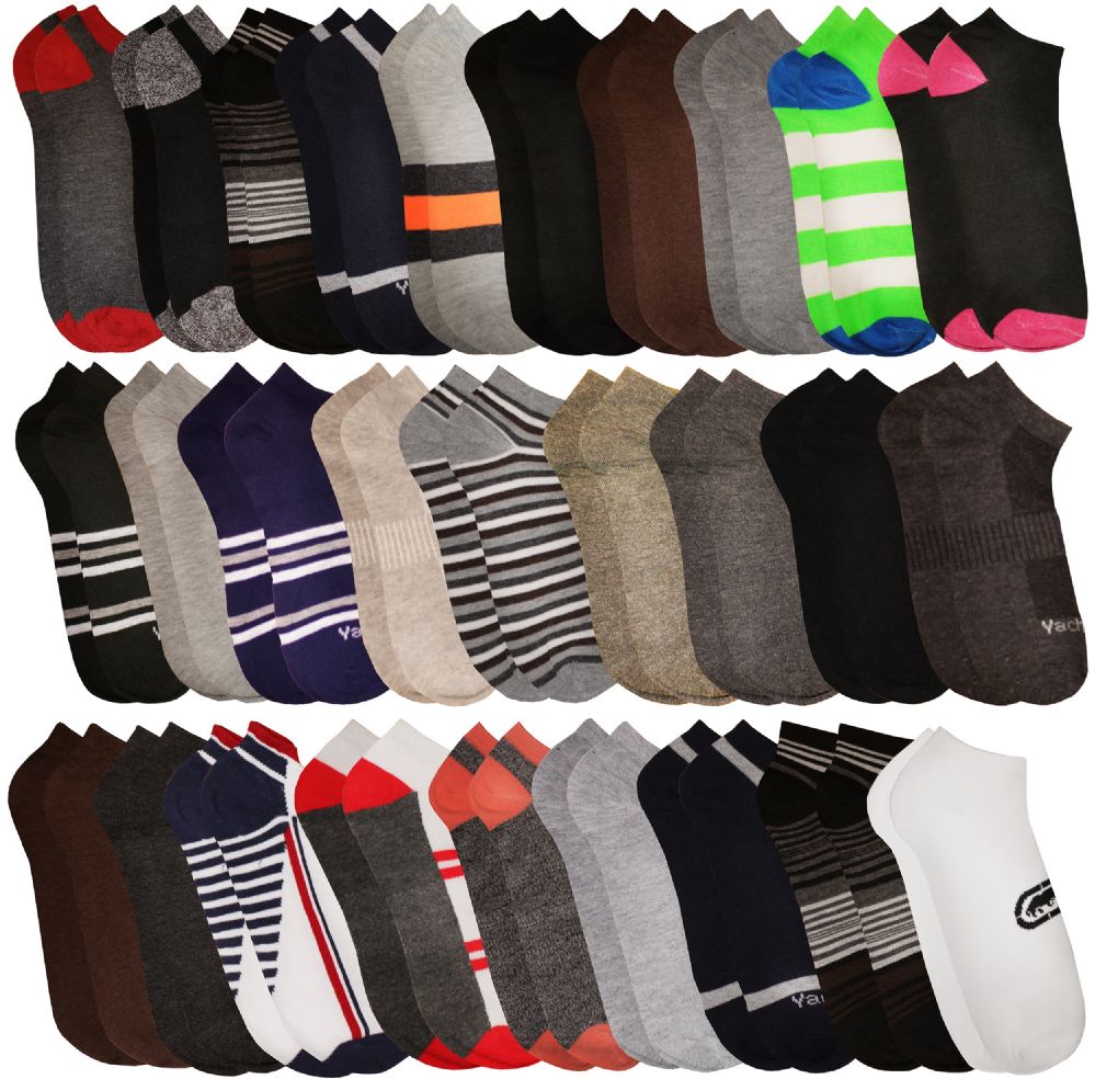60 Wholesale Yacht & Smith Assorted Pack Of Mens Low Cut Printed Ankle Socks Bulk Buy