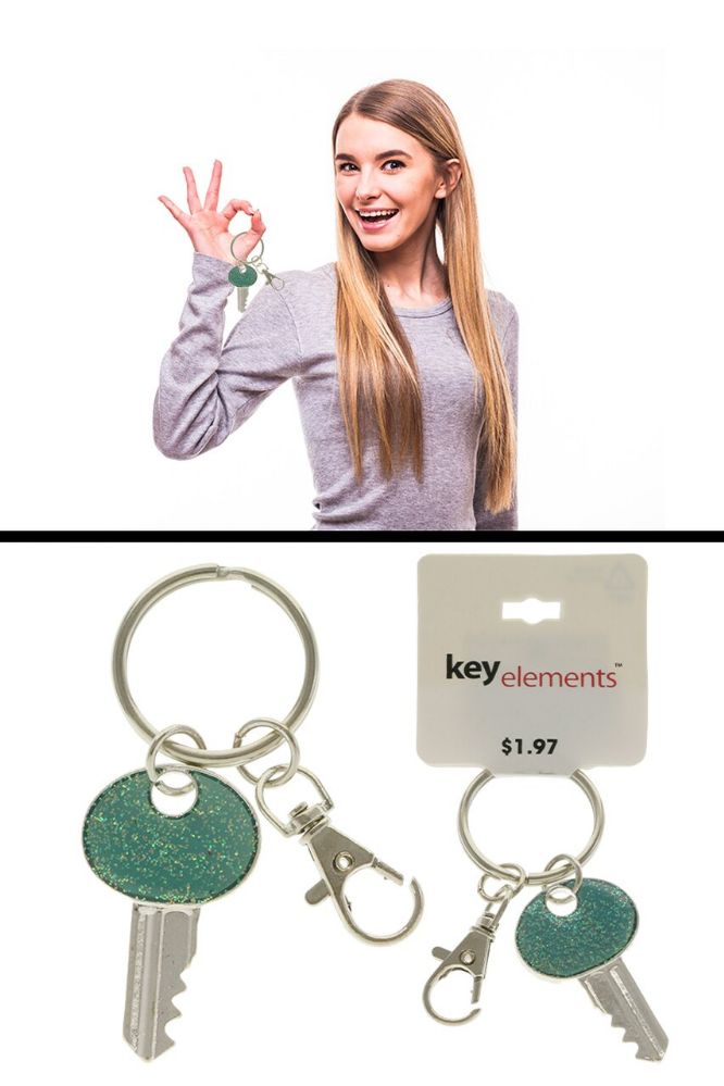 96 Pieces Keychain Glittery Enameled Silver Tone Key - Key Chains