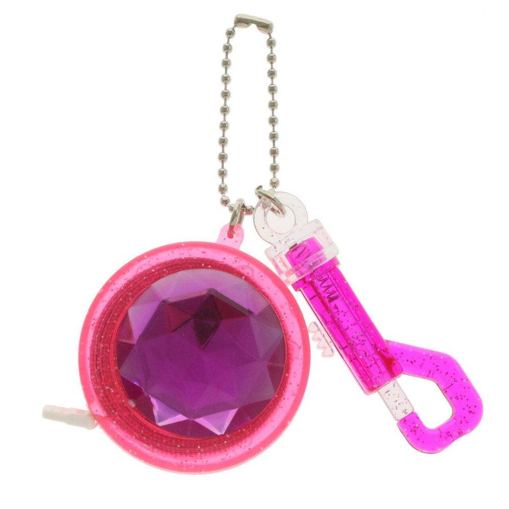 96 Wholesale Pink Glittered Tape Measure With Plastic Clip Key Chain - at 