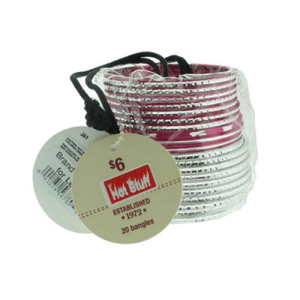 60 Pieces of Pink And White Bangle Bracelets