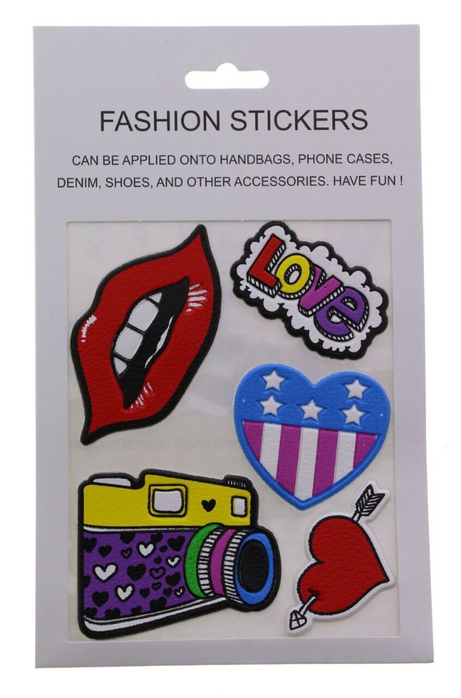 96 Pieces of Fashion Puff Stickers Lips Love Hearts And Camera