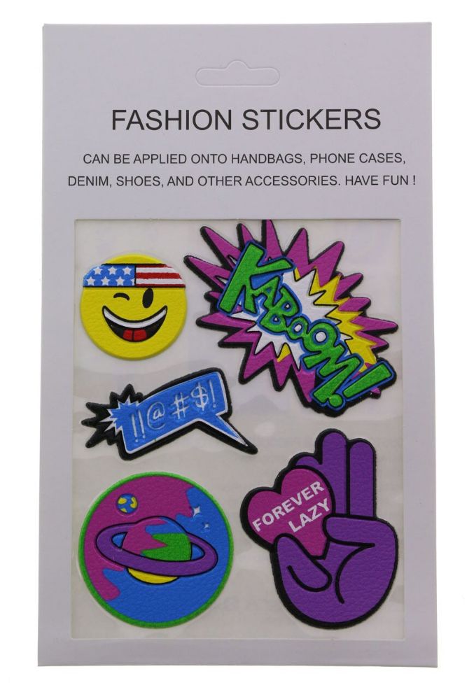 96 Pieces of Humorous Fashion Puff Stickers Smiley Kaboom Planet And Forever Lazy