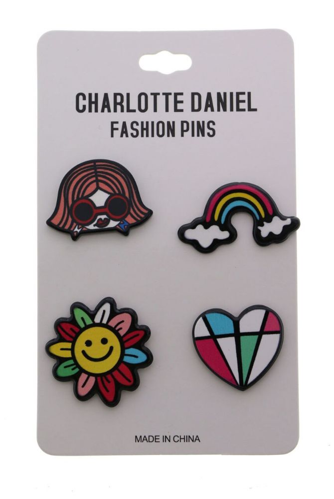 96 Wholesale Rainbow Colors Pin Set