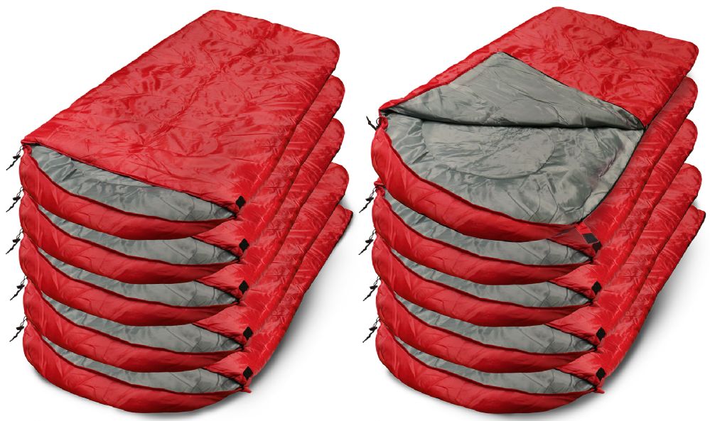 10 Pieces of Yacht & Smith Temperature Rated 72x30 Sleeping Bag Solid Red