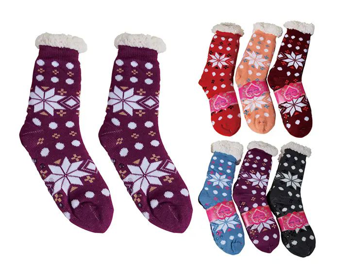 24 Pairs of Womens Assorted Fuzzy Winter Sock