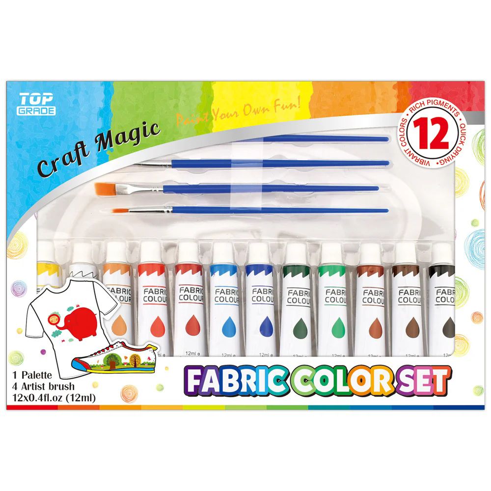 12 Pieces of Fabric Paint Color Set
