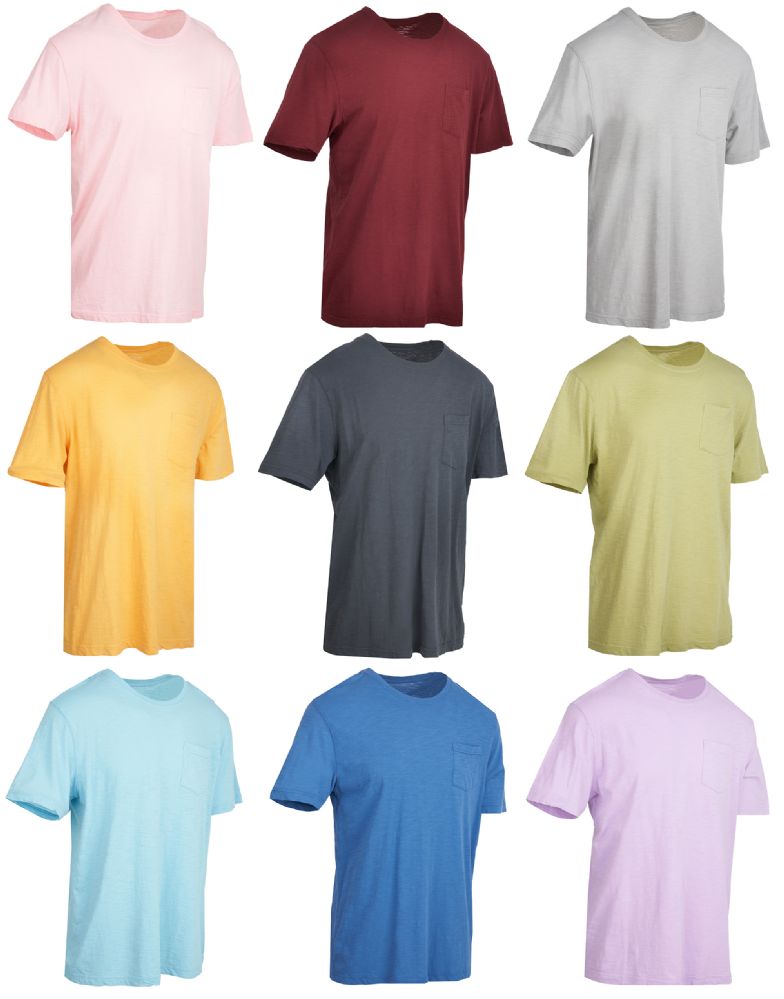 162 Wholesale Yacht & Smith Mens Assorted Color Slub T Shirt With Pocket - Size S