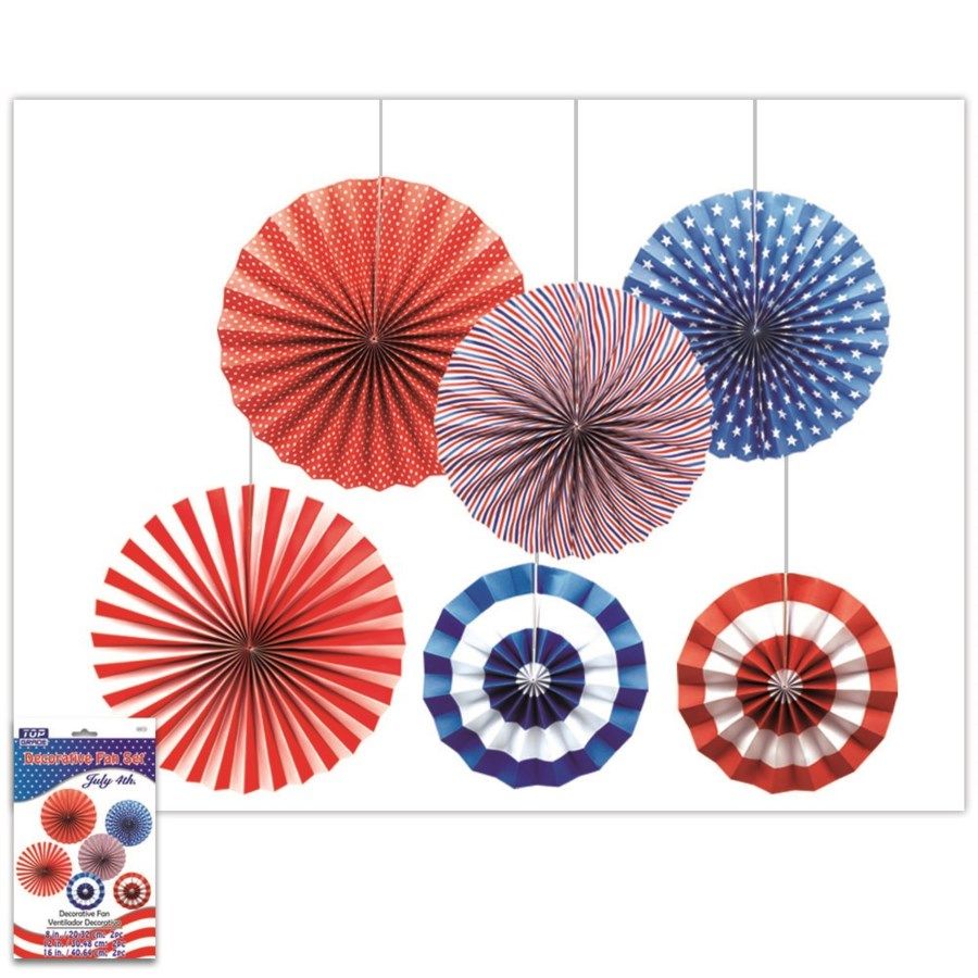24 Pieces July Fourth Fan Decoration Set - 4th Of July