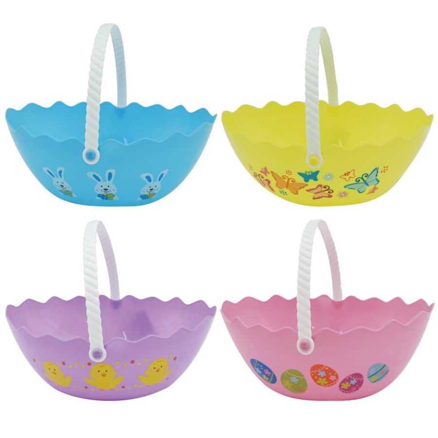 72 pieces of Oval Plastic Easter Bucket In Mixed Color