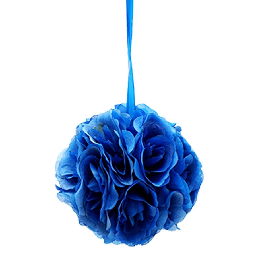 24 pieces of Eight Inch Pom Flower In Dark Blue