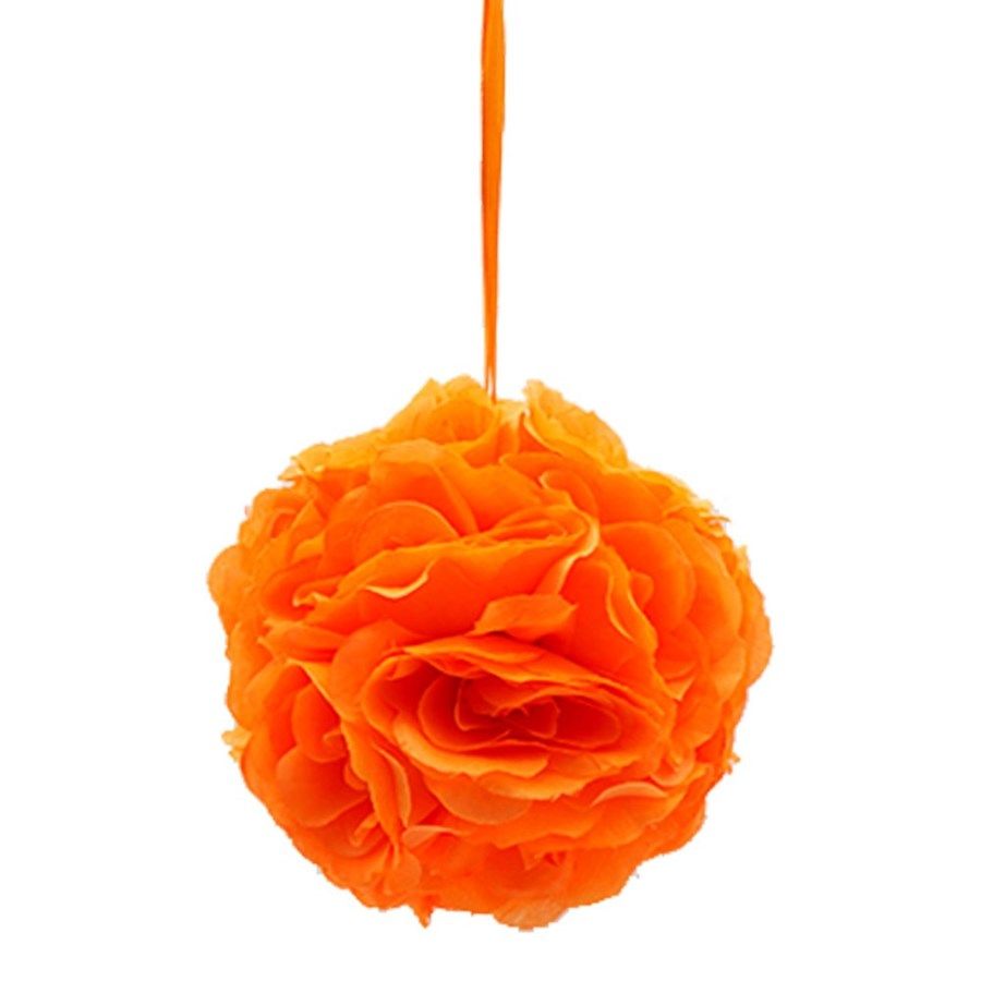 24 pieces of Eight Inch Pom Flower In Orange