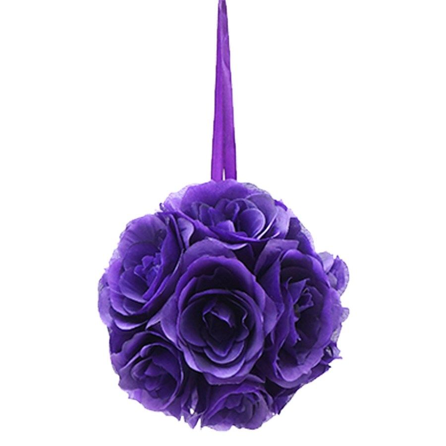 24 pieces of Eight Inch Pom Flower In Purple