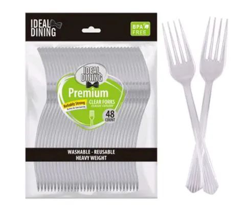 24 Pieces of Clear Cutlery 48 Pack