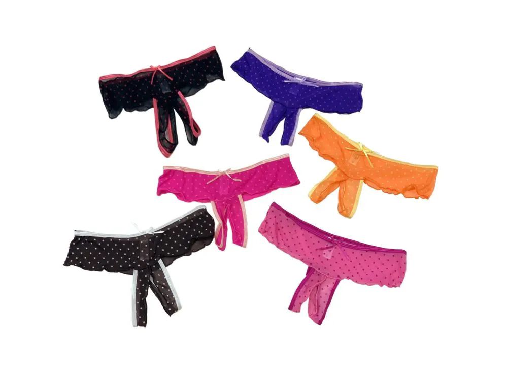 48 pieces of Womens' Mesh Thong With Open Crotch