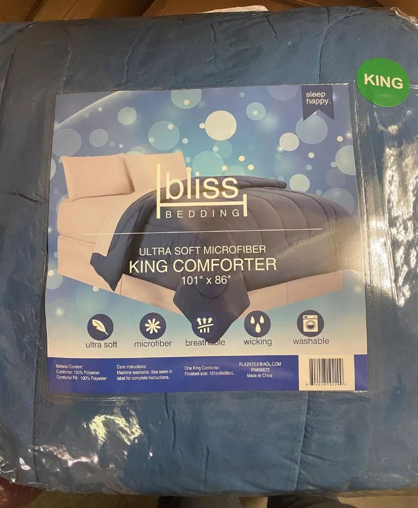 6 Wholesale 1 Piece Solid Comforter King Size In Blue