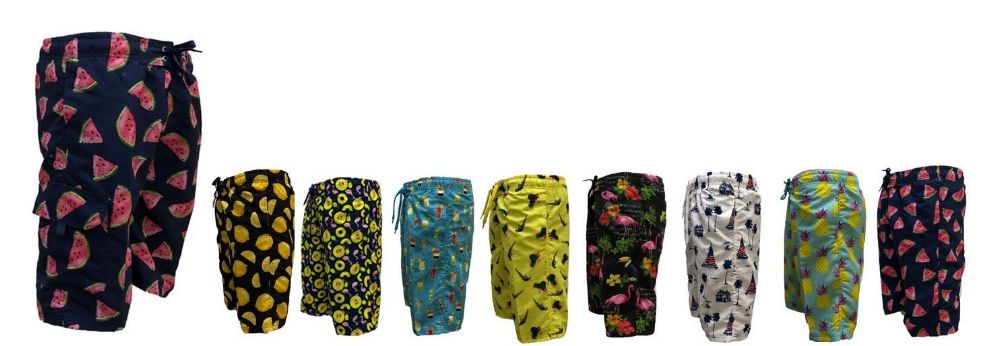 48 Pieces of Men's Printed Swim Shorts Waterproof With Lining