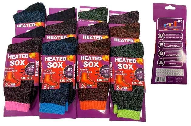 72 Pieces of -25 C Lady Heated Socks Assorted Colors