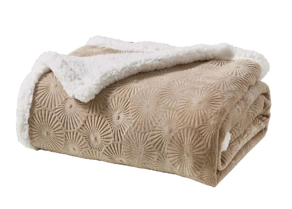 12 Wholesale Louvre Sherpa Collection Throw In Beige