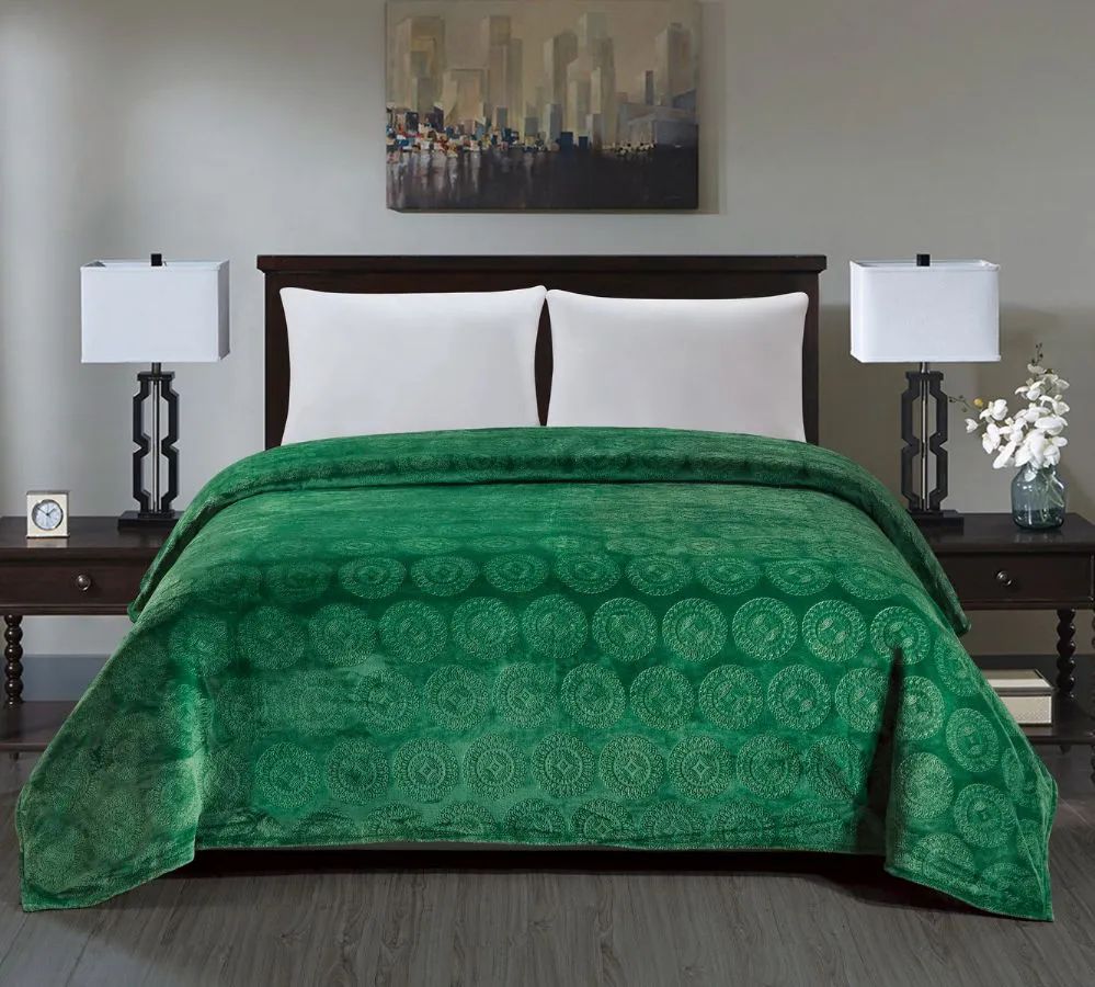 6 Wholesale Cesar Embossed Blanket Queen Size In Green