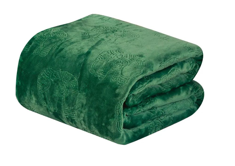 6 Wholesale Elephant Embossed Blanket Queen Size In Green