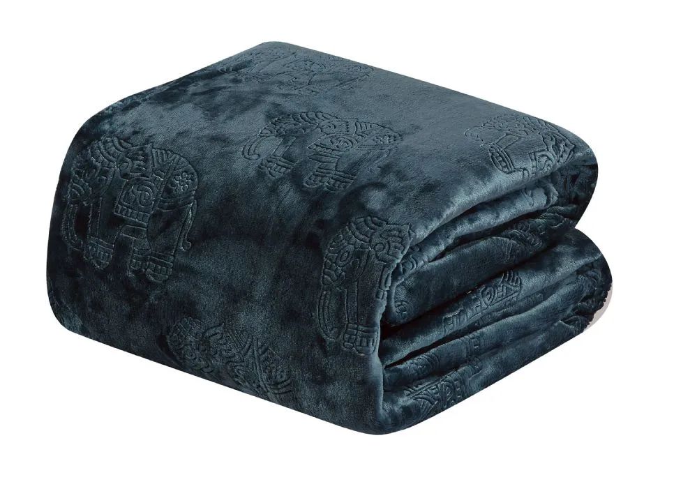 6 Wholesale Elephant Embossed Blanket Queen Size In Oxford Blue