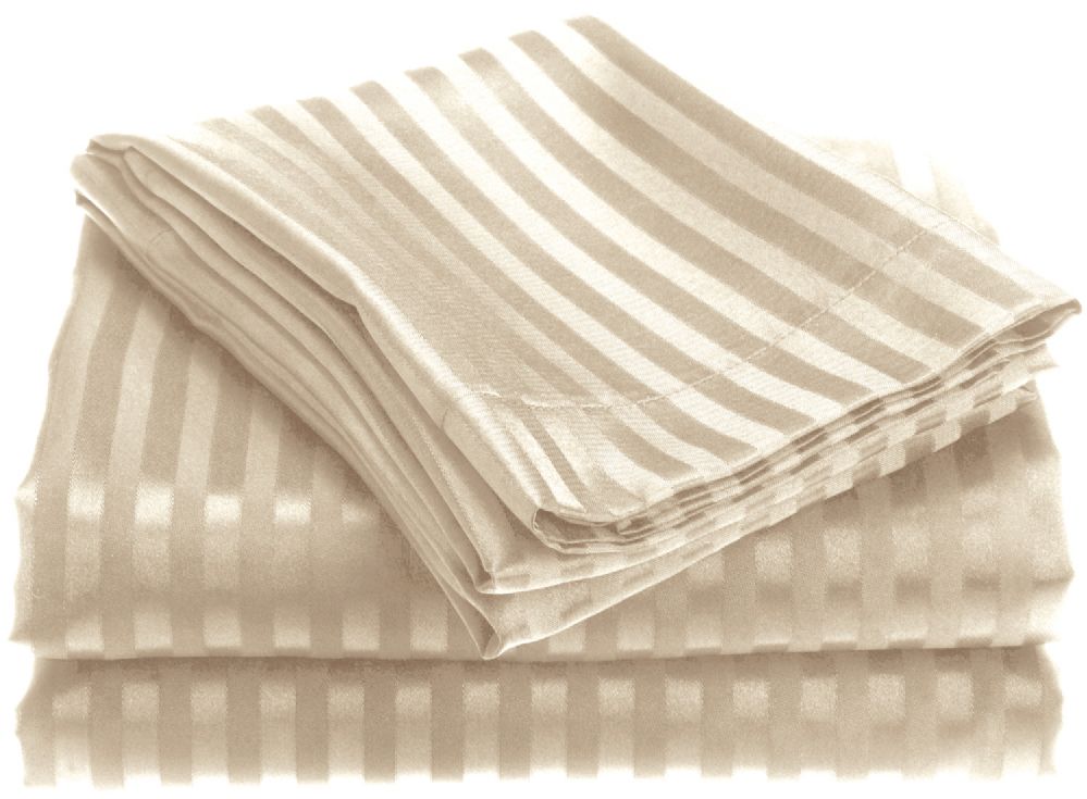 12 Sets of 1800 Series Ultra Soft 4 Piece Embossed Stripe Bed Sheet Twin Size In Ivory