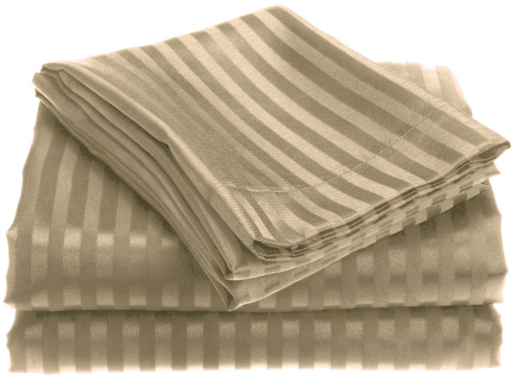 12 Wholesale 1800 Series Ultra Soft 4 Piece Embossed Stripe Bed Sheet Size Full In Mocha