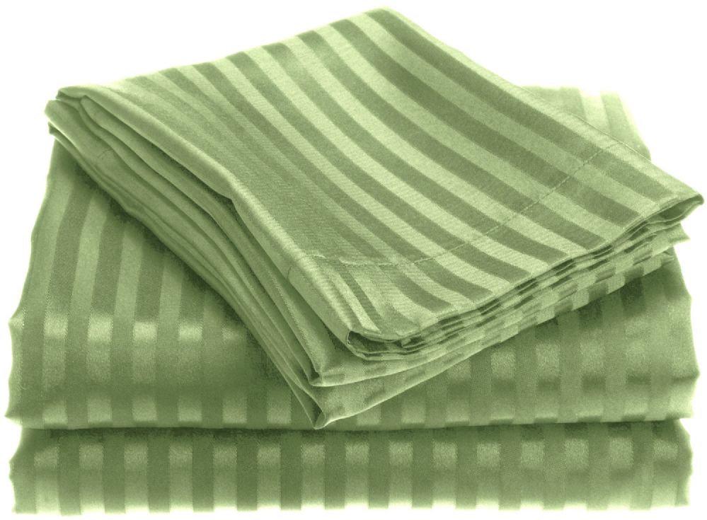12 Wholesale 1800 Series Ultra Soft 4 Piece Embossed Stripe Bed Sheet Size Full In Sage
