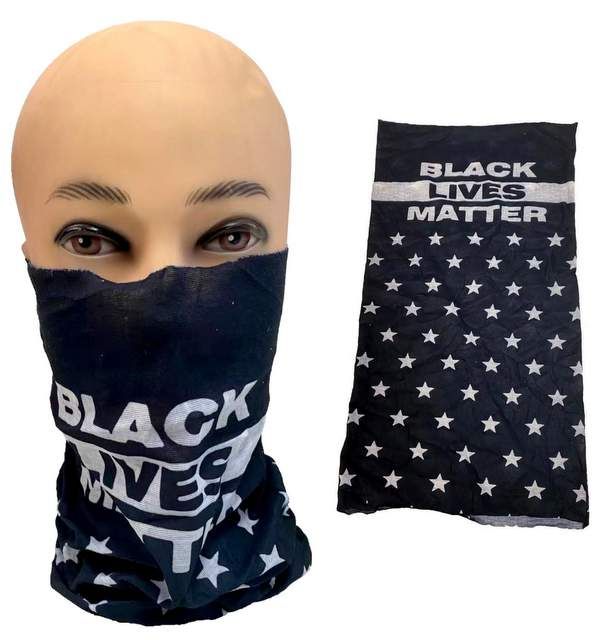 12 Wholesale Black Lives Matter Style Headgear Gaiter Buff All Black