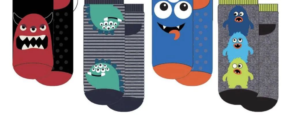 24 Pieces Boys Polar Extreme Thermal Sock Footie With Monsters - Boys Socks