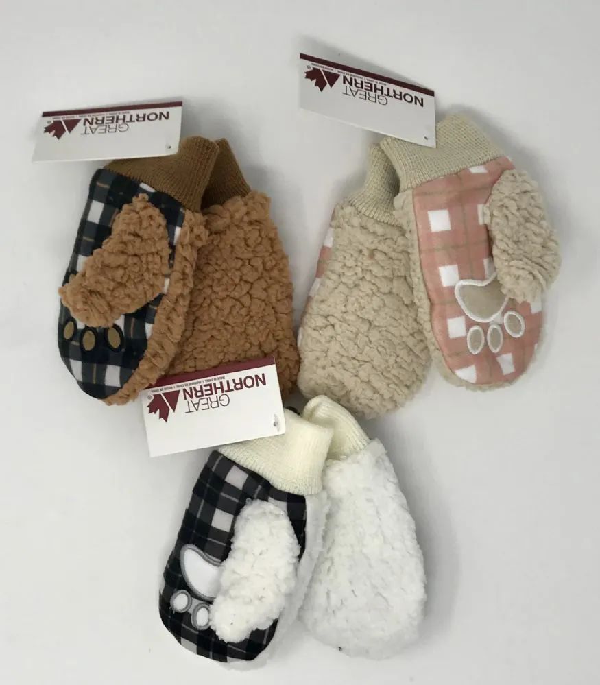12 Pieces of Kids Sherpa Lined Critter Mittens