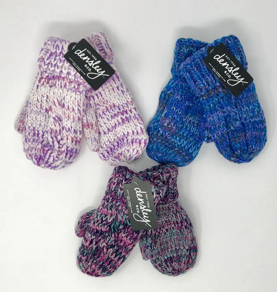 12 Pieces of Girls Chunky Knit Mittens