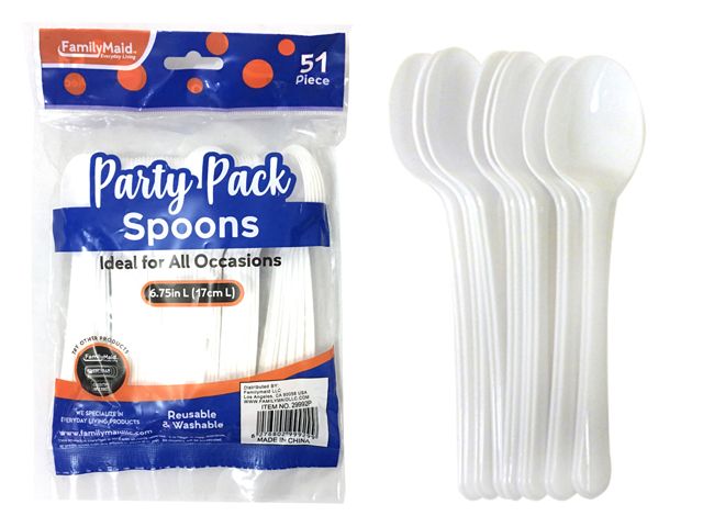 72 Pieces of Plastic Spoon 51 Piece Pack White