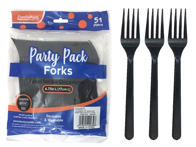 72 Pieces of Plastic Fork 51 Piece Pack Black
