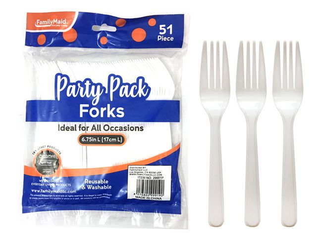 72 Pieces of Plastic Fork 51 Piece Pack White