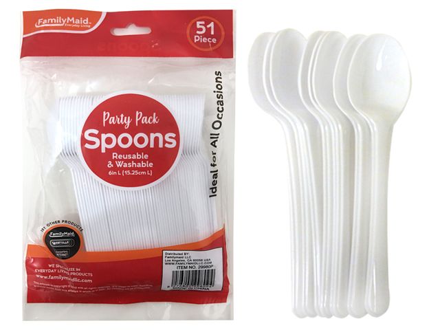 72 Pieces of Plastic Spoon 51 Piece Pack White Color