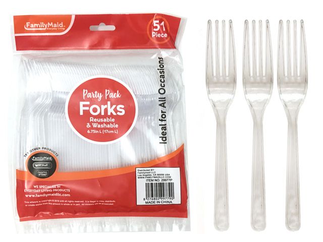 72 Pieces of Plastic Fork 51 Piece Pack Clear Color