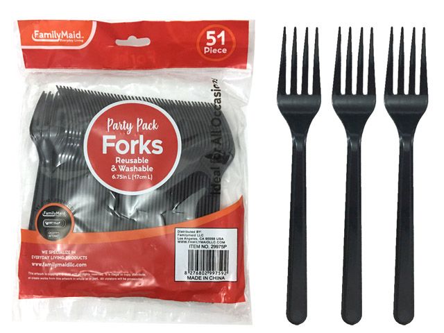 72 Pieces of Plastic Fork 51 Piece Pack Black Color
