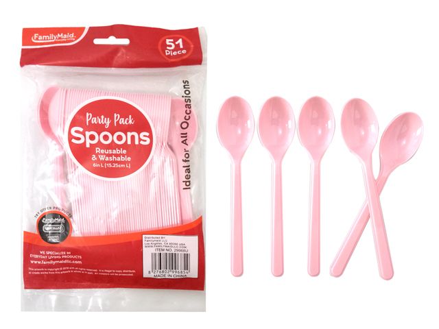 72 Pieces of Plastic Spoon 51 Piece Pack Baby Pink Color