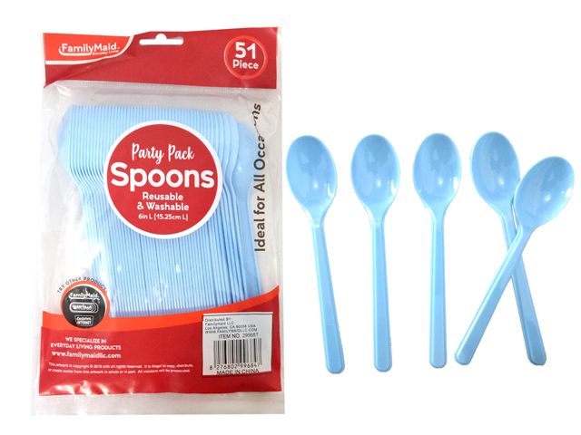 72 Pieces of Plastic Spoon 51 Piece Pack Baby Blue Color
