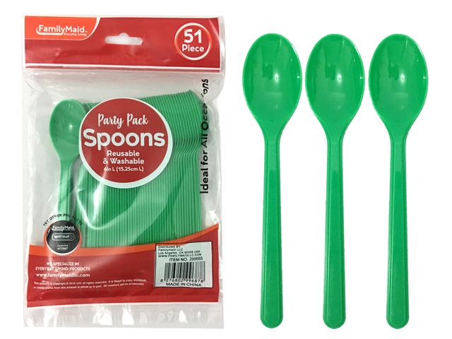 72 Pieces of Plastic Spoon 51 Piece Pack Green Color