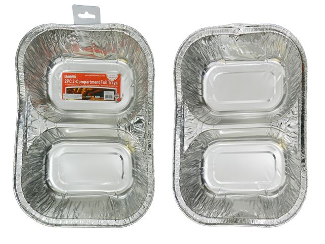 96 Pieces of 2pc 2 Section Foil Trays