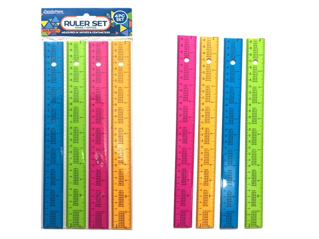 144 Pieces of Rulers 4 Piece Assorted Color