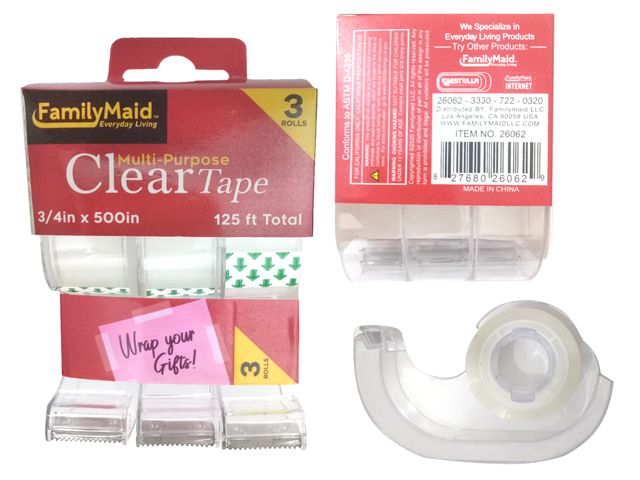 96 Pieces of 3pc Clear Stationery Tape Dispensers