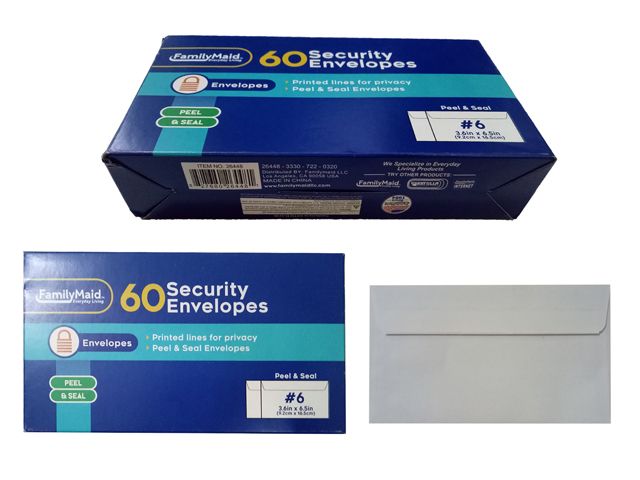 24 Pieces of 60 Piece Security Envelopes Peel And Stick