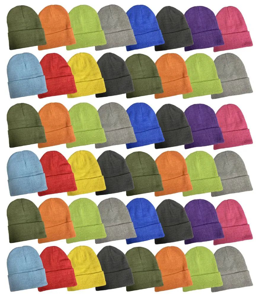 48 Pieces of Yacht & Smith Unisex Assorted Neon Bright Colors Winter Warm Beanie Hats