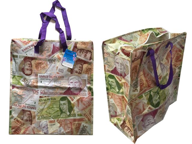 96 Pieces of Mexican Peso Shopping Bag With Zipper