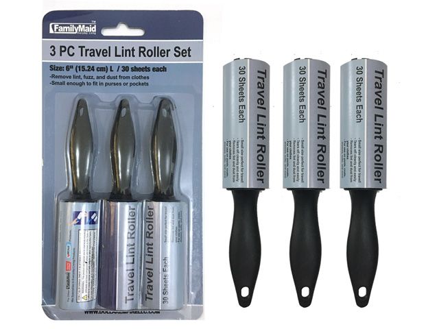 144 Pieces of 3 Pack Travel Lint Rollers 30 Sheets Each