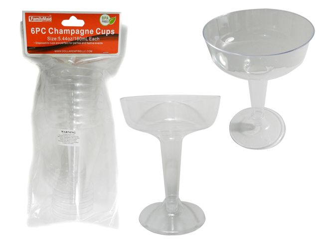 48 Pieces of 6 Piece Plastic Champagne Glasses