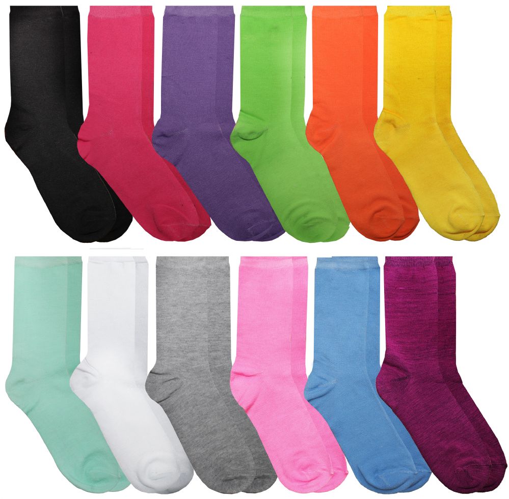 24 Pairs of Yacht & Smith Womens Neon And Pastel Color Crew Socks Size 9-11